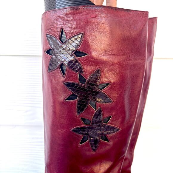 Bruno Magli Women’s Leather Tall Heeled Boots Size 9.5 (40) Burgundy• Italian - Picture 9 of 15